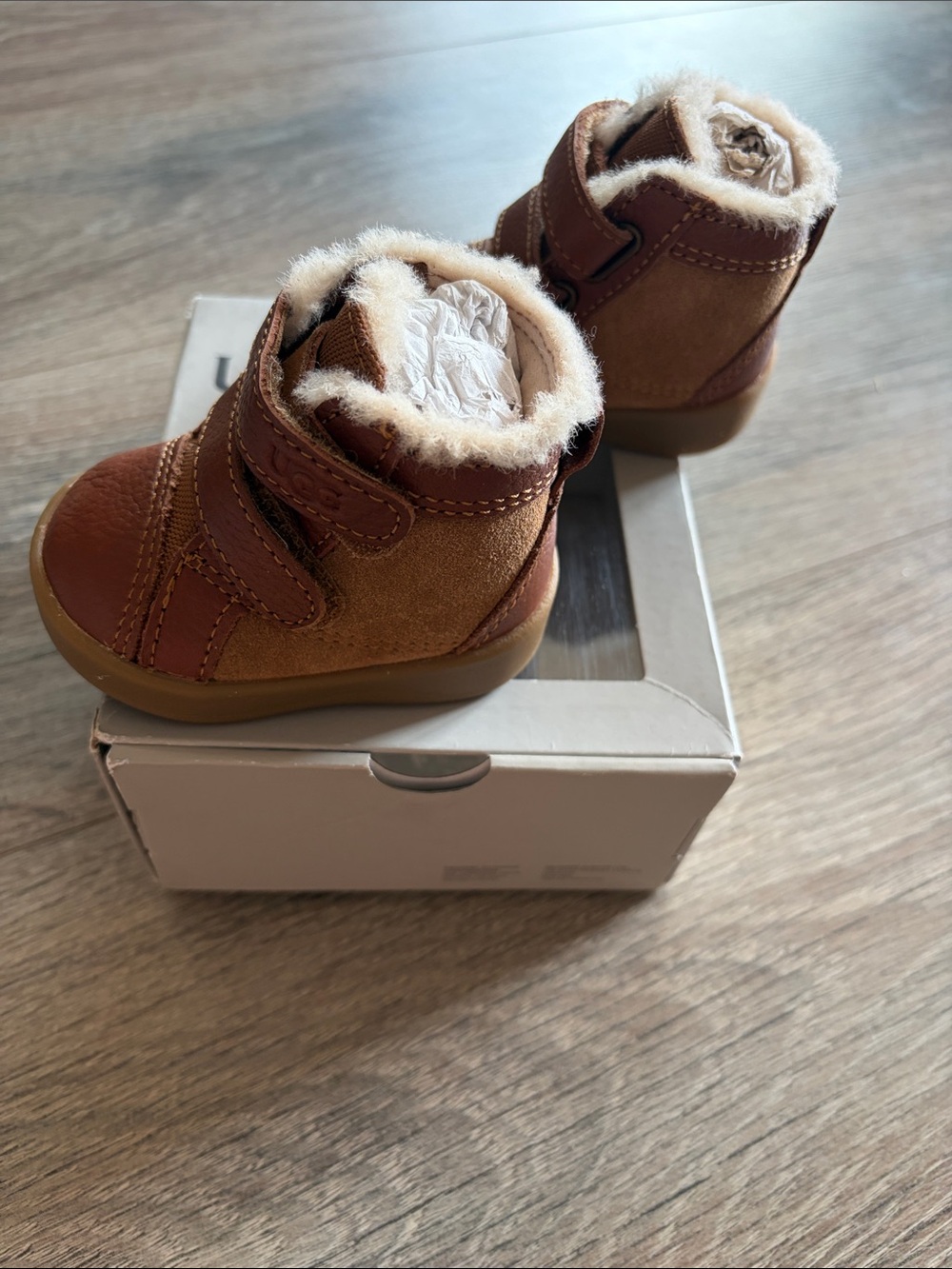 UGG baby Chestnut Suede Faux-Shearling Boots